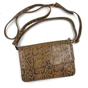 Loeffler Randall Katalina Snake Print Bag Brown Shoulder Crossbody‎ Strap